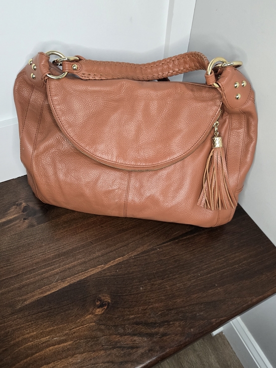 Onna Ehrlich Handbags - Genuine Leather Tassel Shoulder Hobo Bag in Cognac Tan